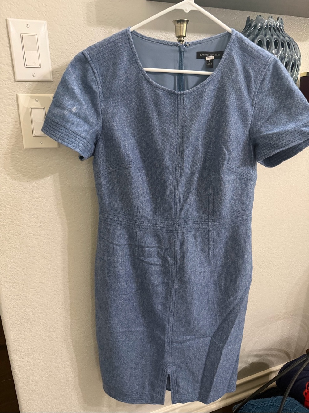 Banana Republic Blue Short-Sleeve Sheath Dress